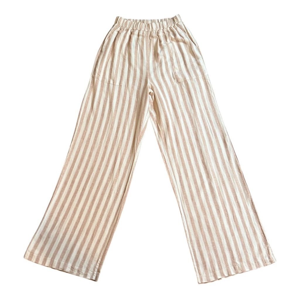 Mary Lawless Lee X Splendid Striped Linen Blend Wide Leg Pants Women’s Size L - Picture 2 of 14